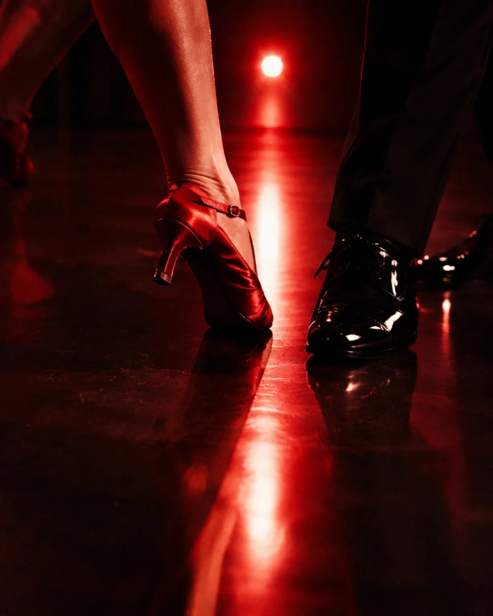 Dance shoes on the competition floor